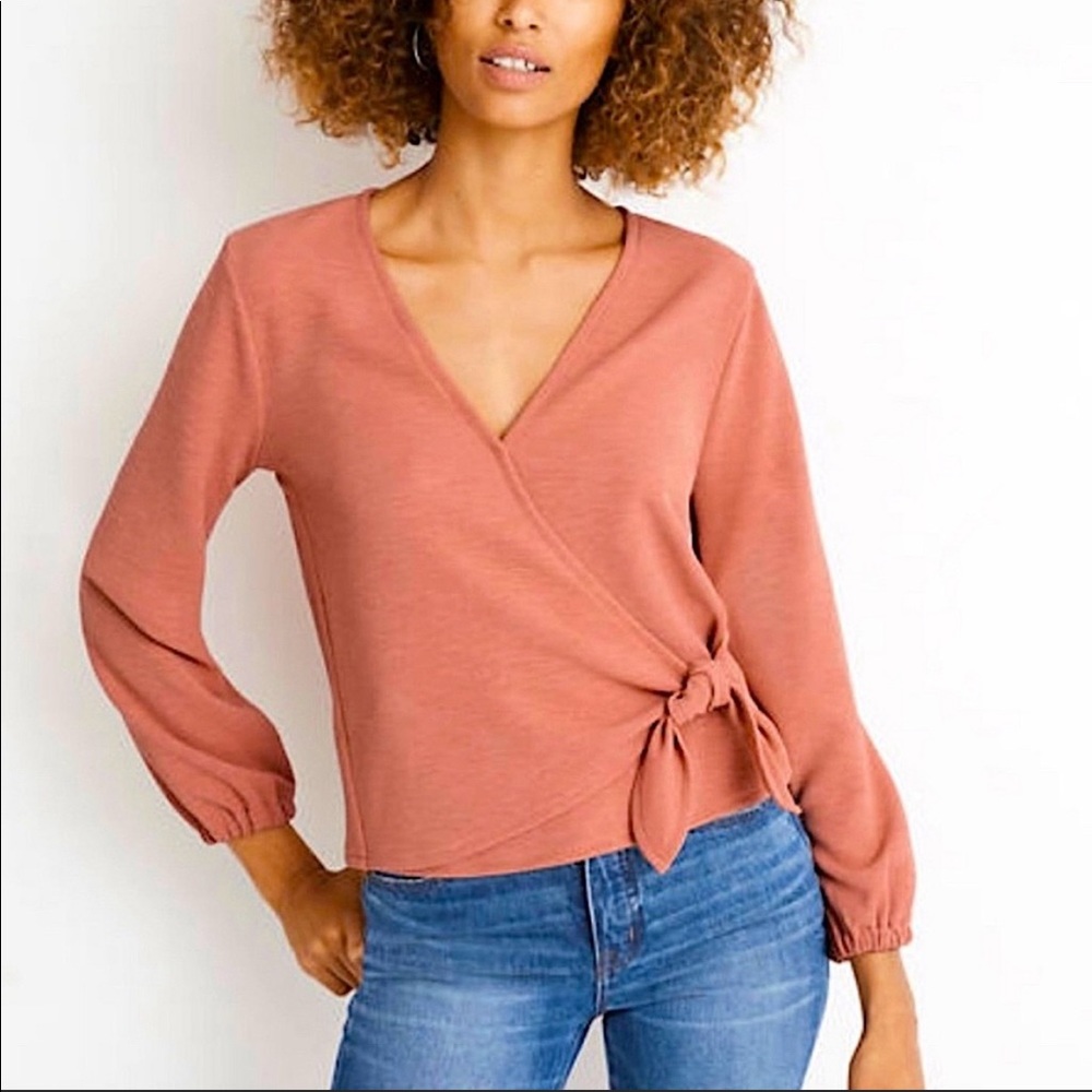 Dried Coral Crepe Wrap Madewell Blouse
